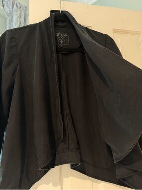 GUESS Black Draped Open-Front Women's Jacket
